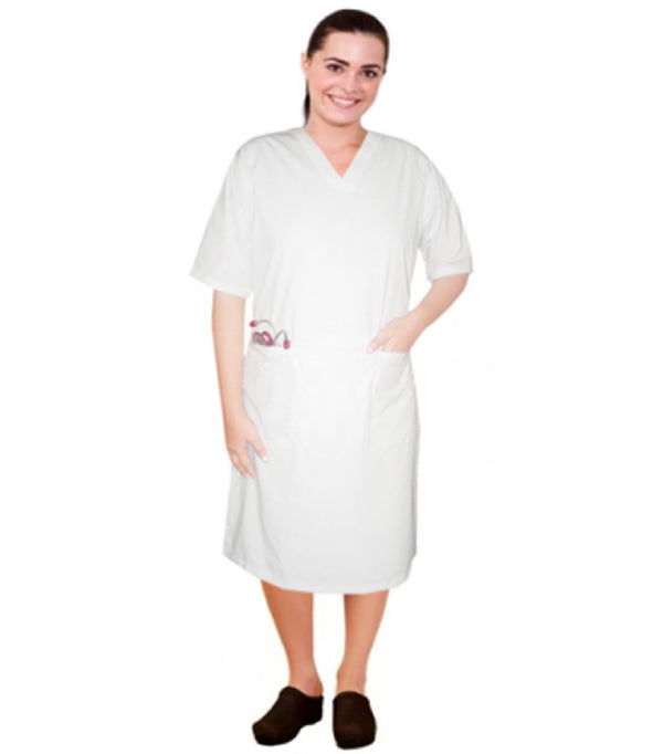 Poplin Women Nursing Dress V Neck Knee length with Zip