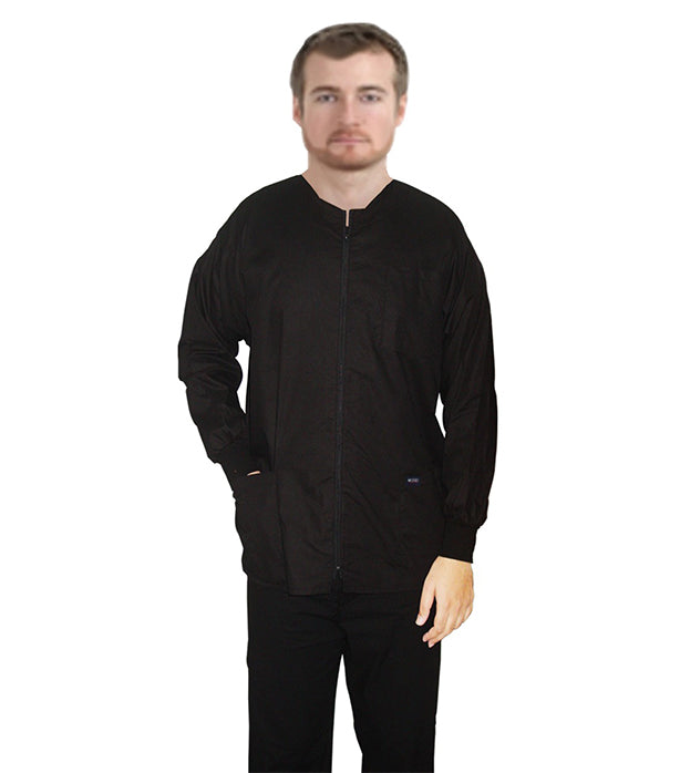 Poplin Unisex Scrub Jacket Full-Sleeve 3 Pockets, Ribbed Cuffs, and Zip Closure