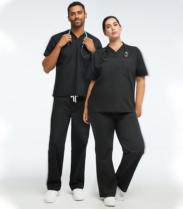 Poplin Unisex Scrub Set - 2 Pockets, Half Sleeves (1-Pocket Top & 1-Pocket Pant)