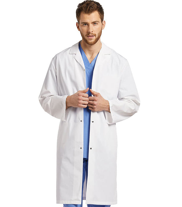 Poplin Unisex Lab Coat No-Pocket Full-Sleeve & Snap Buttons