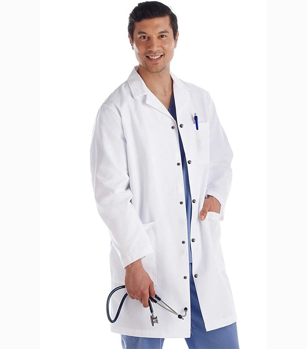 Microfiber labcoat unisex full sleeve with snap buttons 3 pockets solid pleated