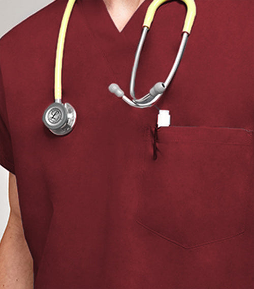 Stretch Unisex V-Neck Scrub Top - 1 Pocket, Half Sleeve