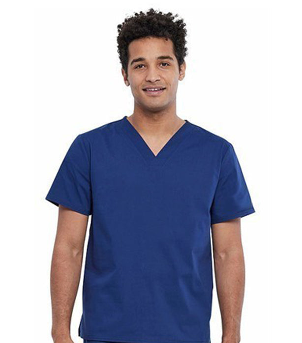 Microfiber Stretch Unisex Top v neck without pocket solid half sleeve