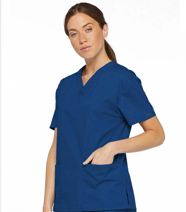 Microfiber Women's V-Neck Scrub Top - 2 Pockets, Half Sleeve