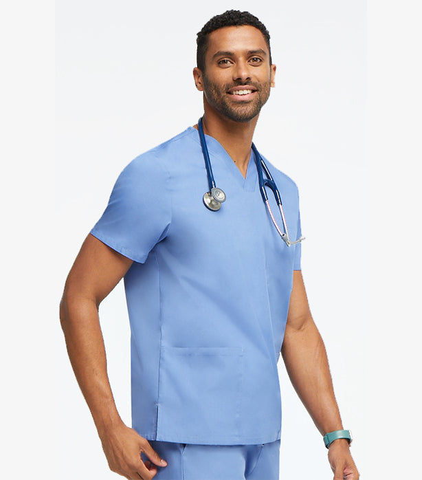 Stretch Unisex V-Neck Scrub Top - 2 Pockets, Half Sleeve