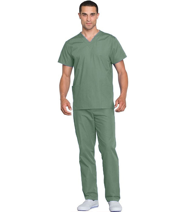 Microfiber Stretch Scrub Set 3 Pockets Normal Unisex Solid Half Sleeves (2 pocket top 1 pocket pant)