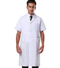 Poplin Unisex Lab Coat Half-Sleeve with 3 Pockets & Plastic Buttons solid pleated
