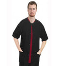 Microfiber Stretch Front open 3 pocket unisex solid half sleeve top with snap buttons