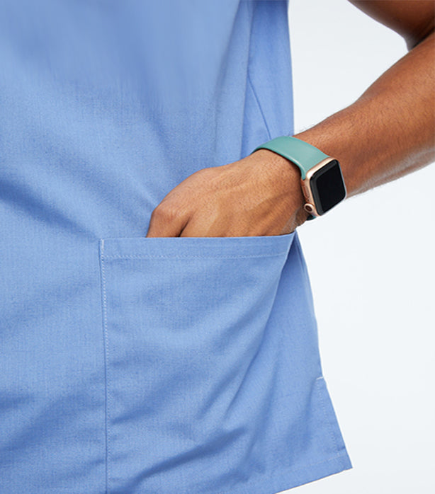 Stretch Unisex V-Neck Scrub Top - 2 Pockets, Half Sleeve