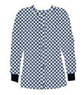 Poplin Unisex Scrub Jacket with Blue Square Print- 2 Pockets, Full Sleeves with Rib