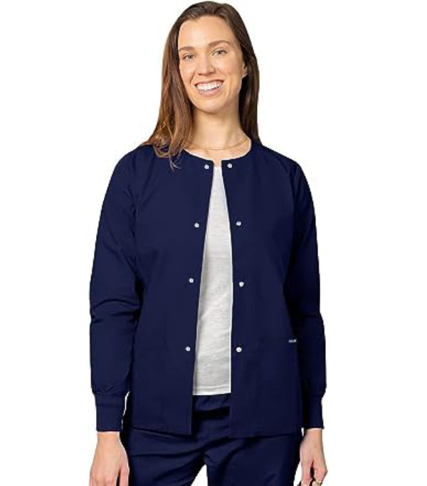 Poplin Unisex Scrub Jacket Full-Sleeve 2 Pockets with Snap Buttons & Ribbed Cuffs