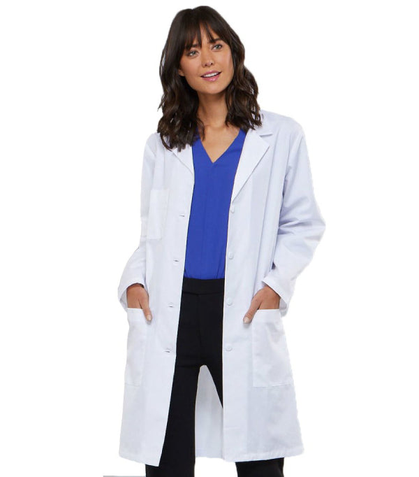 Microfiber Women's Lab Coat Full-Sleeve with 3 Pockets Pleated  & Snap Buttons