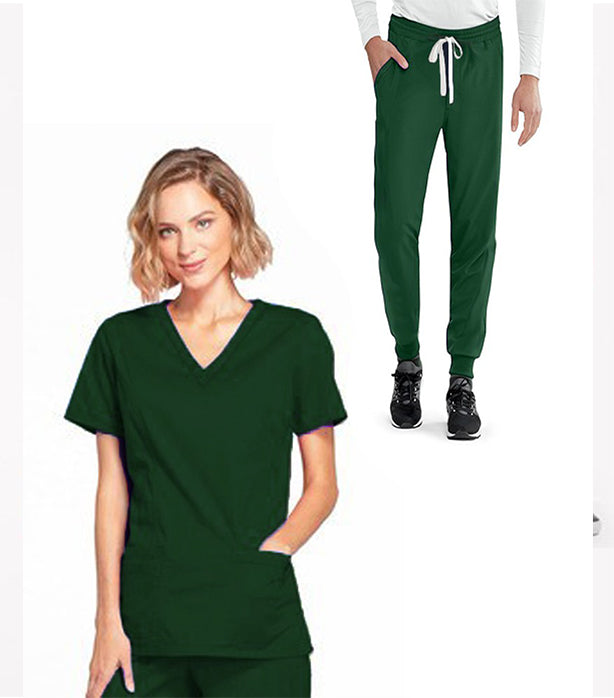 Poplin Women's Jogger Scrub Set - 4 Pockets, Half Sleeves (2-Pocket Top & 2-Pocket Jogger Pant)