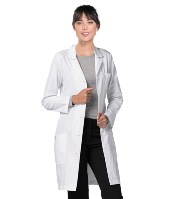 Poplin Women Lab Coat Full Sleeve with Plastic Buttons 3 pockets Solid Pleated