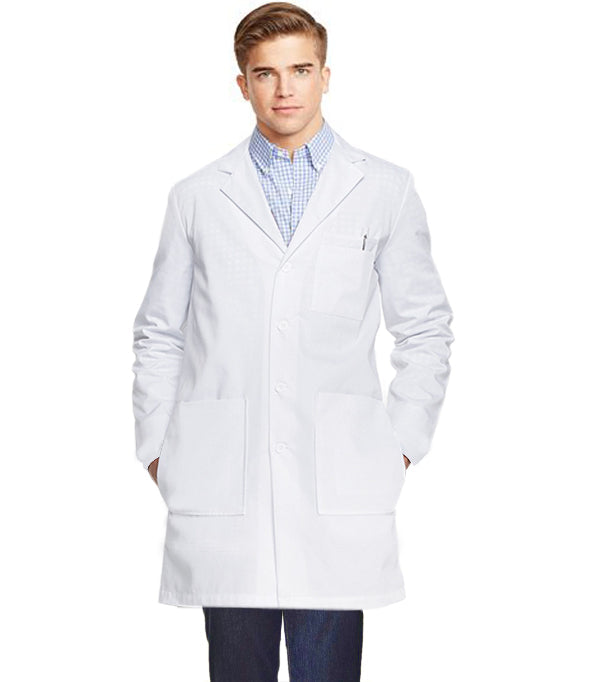 Microfiber Unisex Lab Coat with Plastic Buttons - 3 Front Pockets solid pleated with Side Inside Pockets (Access to Pockets from Side), Full Sleeves
