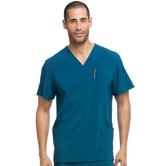 Microfiber Stretch Unisex Top v neck 3 pocket half sleeve with 1 pencil pocket