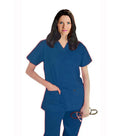 Microfiber Stretch Scrub set 5 pocket ladies solid half sleeve (2 pocket top, 3 pocket pant)