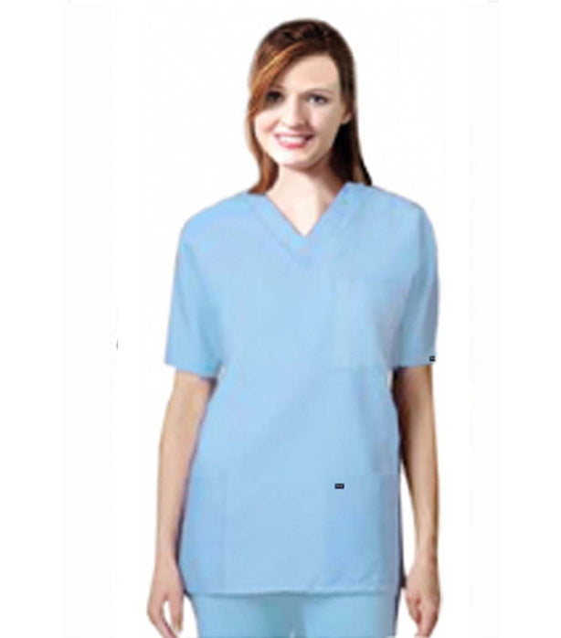 Microfiber Stretch Scrub set 9 pocket unisex solid half sleeve ( Top 3 pkt with pencil pkts , pant 6 pkts with 2 side pkts , 2 Cargo pkts & 2 back pkt)