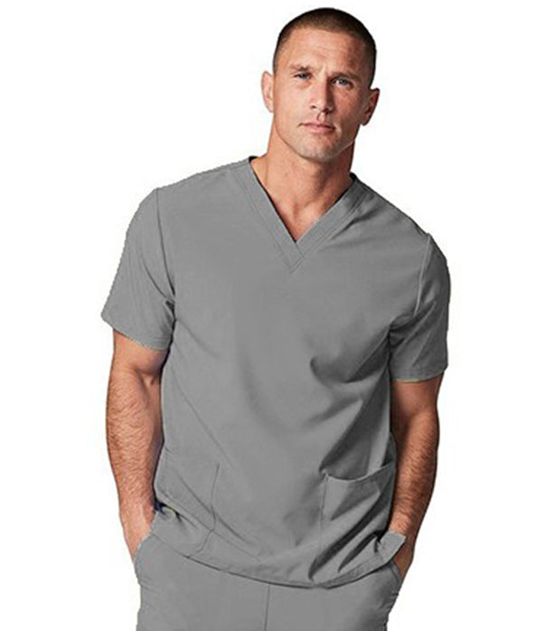 Microfiber Stretch Scrub set 6 pocket solid unisex half sleeves (2 pkt top, 4 pkt pant (2 side pockets, 2 back pockets) with elastic drawstring)