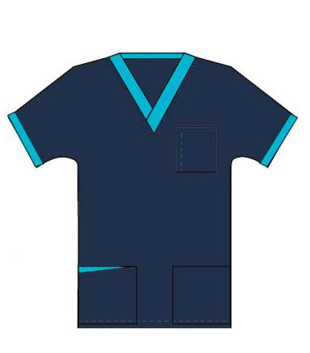 Microfiber Stretch Top v neck 3 pocket half sleeve unisex with 1 pencil pocket at front pocket contrast at pocket style