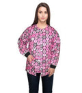 Poplin Unisex Scrub Jacket with Rib in Pink Ribbon Print - 2 Pockets, Full Sleeves with Rib