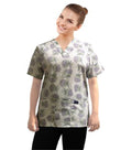 Poplin Women Printed Scrub Set in Flower Bouquet Print - 4 Pockets (2 Pockets Top and 2 Pockets Pant), Half Sleeves
