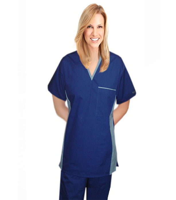Poplin Women's Scrub Set V-Neck Matching Style- 4 Pockets, Half Sleeves (1-Pocket Top & 3-Pocket Pant)