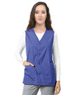 Poplin Scrub Jacket Vest (Sleeveless) 2 Pockets with Cell Phone Pocket Solid Ladies with Plastic Buttons