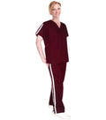 Microfiber Women Double Vertical Style Trim Scrub Set - 4 Pocket (2 Pockets Top & 2 Pockets Bootcut Pant), Half Sleeves