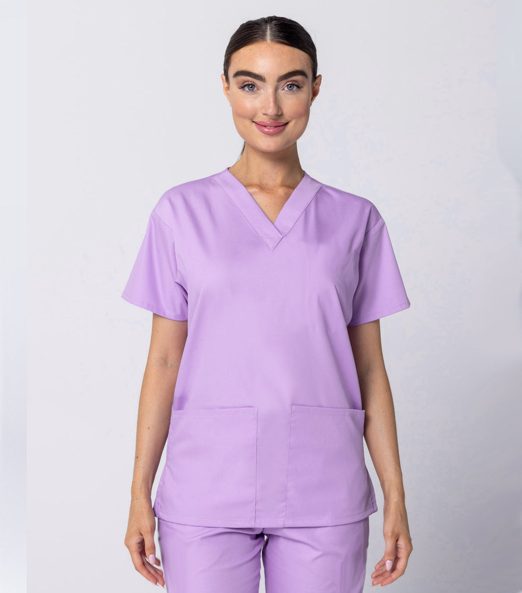 Poplin Women's Scrub Set - 5 Pockets, Half Sleeves (2-Pocket Top & 3-Pocket Pant)