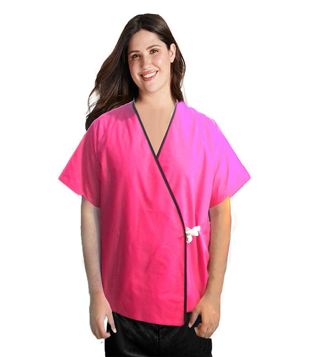 Mammography gown front open Without pockets Half sleeves tieable