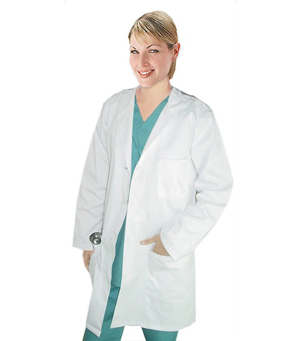 Twill Women's Lab Coat Full-Sleeve with 3 Pockets Pleated  & plastic Buttons