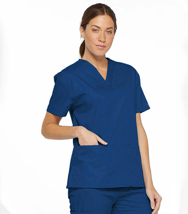 Microfiber Women's V-Neck Scrub Top - 2 Pockets, Half Sleeve