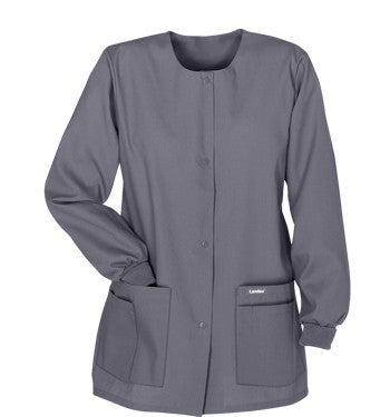 Poplin Women’s Scrub Jacket 4-Pocket ( angled pockets ) solid  Full sleevs with rib and snap button