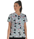Cat Print Scrub Set 4 Pockets Ladies Half Sleeves (2 Pockets Top and 2 Pockets Pant)