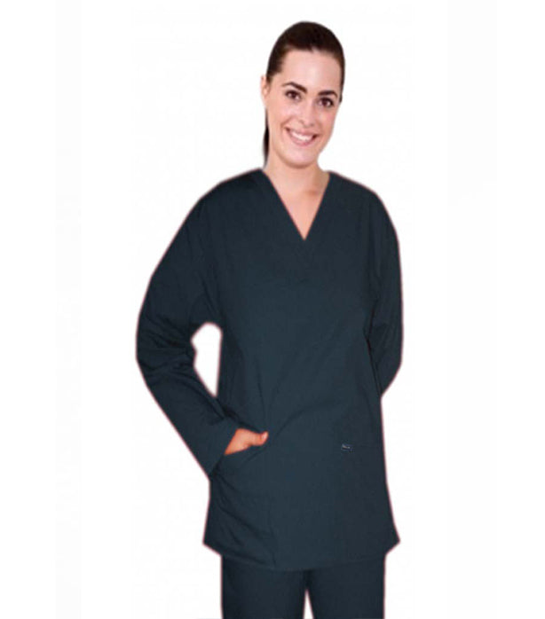 Poplin Women's Scrub Set - 4 Pockets, Full Sleeves with Rib (2-Pocket Top & 2-Pocket Pant)