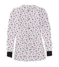 Poplin Unisex Scrub Jacket with Pink and black flower Print - 2 Pockets, Full Sleeves with Rib