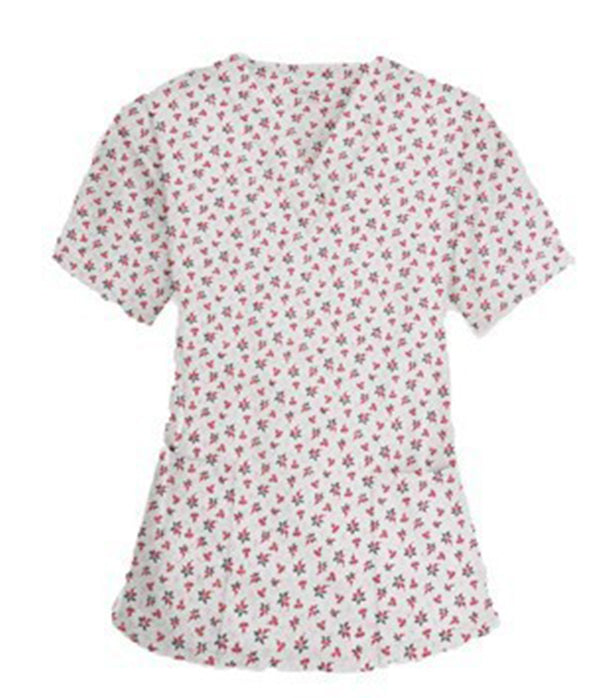 Red and Black flower Print Scrub Set 4 Pockets Ladies Half Sleeves (2 Pockets Top and 2 Pockets Pant)