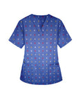 Shapes Print print Top v neck 2 pocket half sleeves in Poplin Fabric 35% Cotton 65% Polyester
