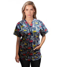 Building And Bus Print Scrub Set 4 Pockets Ladies Half Sleeves (2 Pockets Top and 2 Pockets Pant)